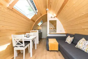 Deluxe glamping pod with a seating area, double sofa bed and seating Deluxe glamping pod with a seating area, double sofa bed and seating