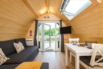 Deluxe glamping pod double sofa bed (bring bedding) and seating area Deluxe glamping pod double sofa bed (bring bedding) and seating area