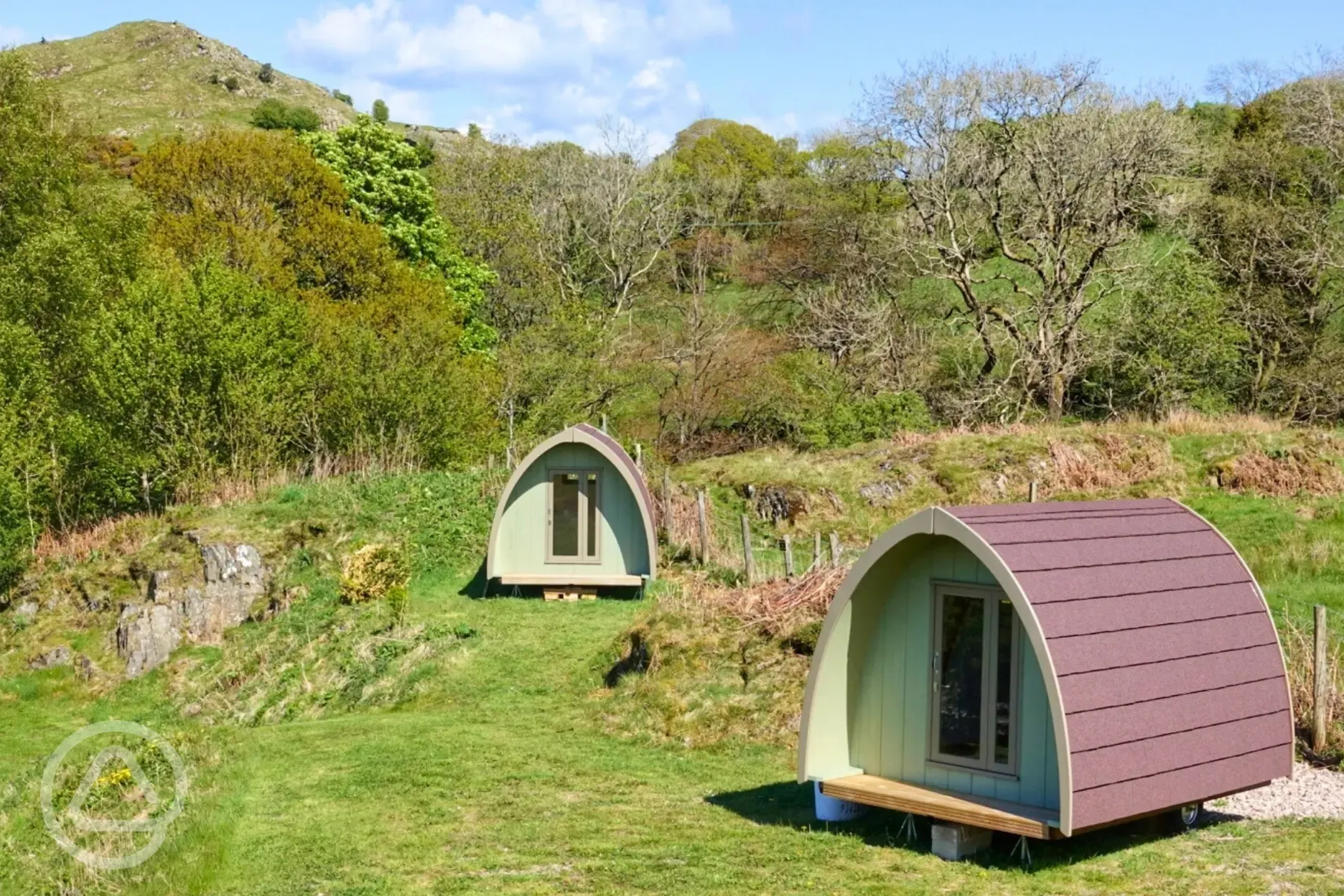 Couples camping pods in the Fellside area at the top end of the camping field