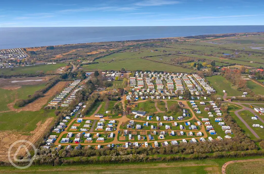 Aerial of the campsite and coast