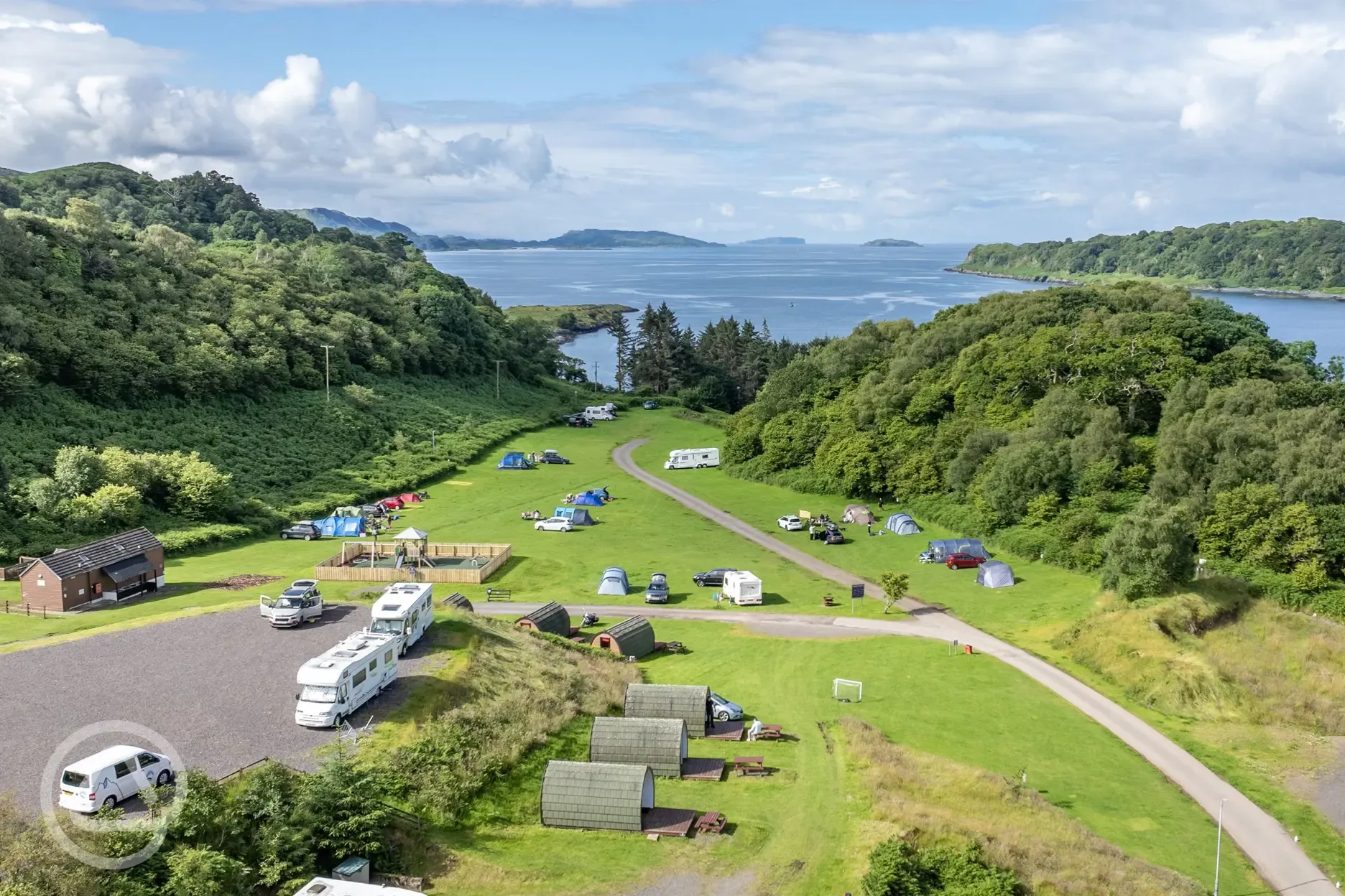 Aerial of the campsite and coast