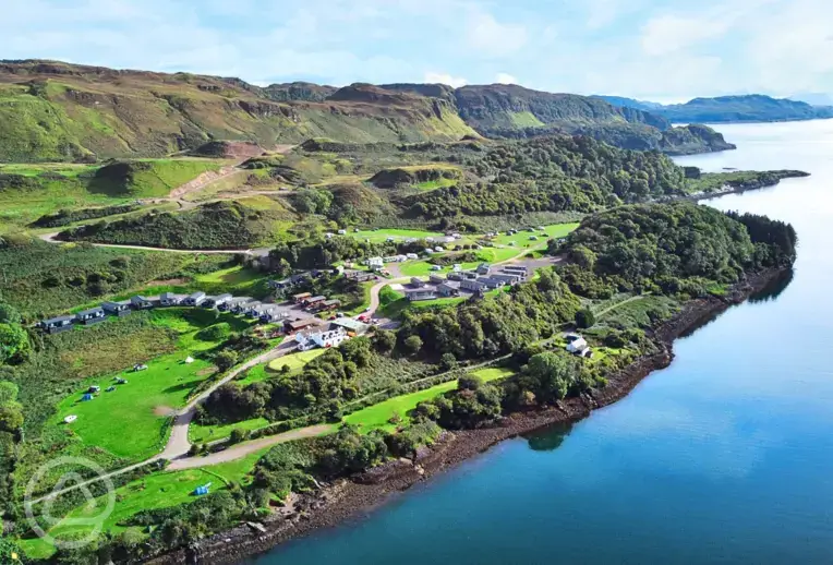 Aerial of the campsite and coast