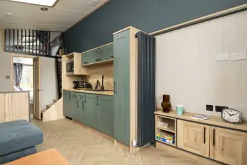Glamping pod kitchenette and entertainment area Glamping pod kitchenette and entertainment area