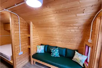 Lakeside ensuite pod with a double bed and single bed Lakeside ensuite pod with a double bed and single bed
