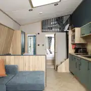 Glamping pod living area