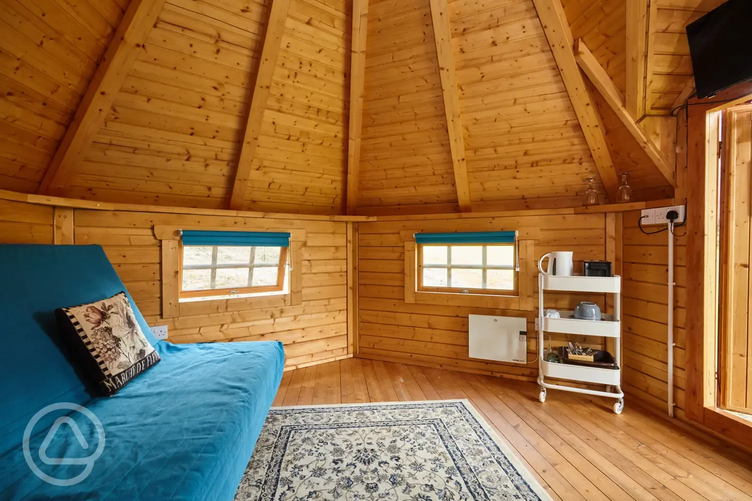 Glamping cabin interior