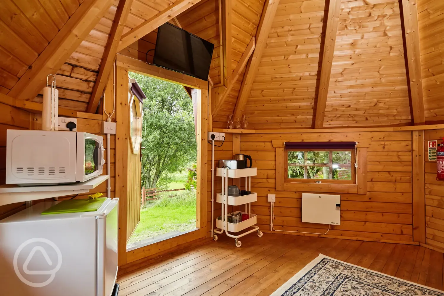 Glamping cabin interior