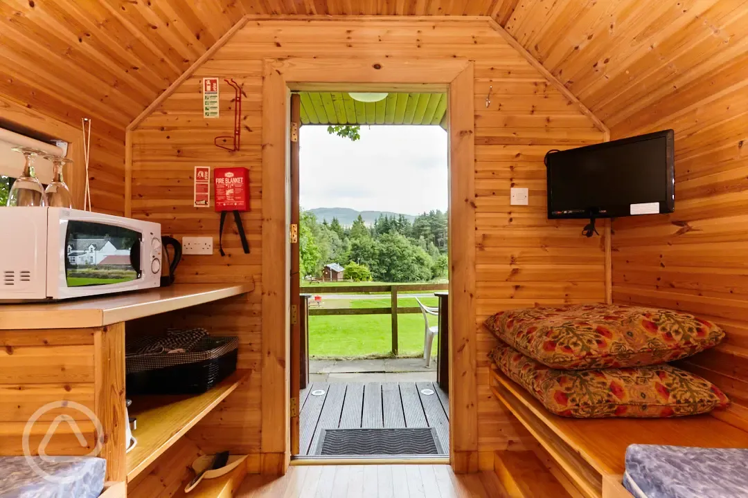 Glamping pod interior
