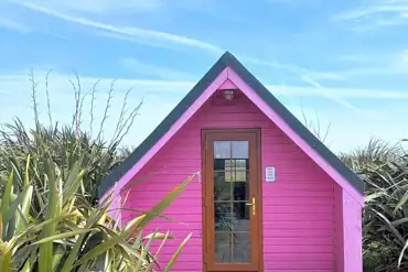 Camping pod exterior with decking