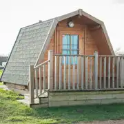 Cocoon camping pod exterior with decking Cocoon camping pod exterior with decking