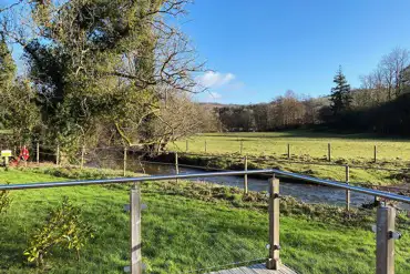 View of the river from the ensuite glamping pods decking