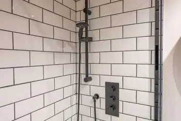 Hare's Retreat glamping cabin modern shower