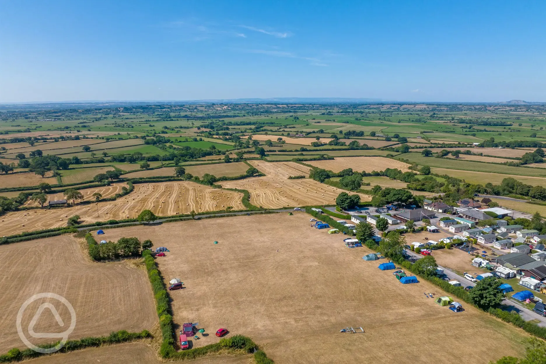 Aerial of Bucklegrove Holiday Park by Rodney Stoke National Nature Reserve