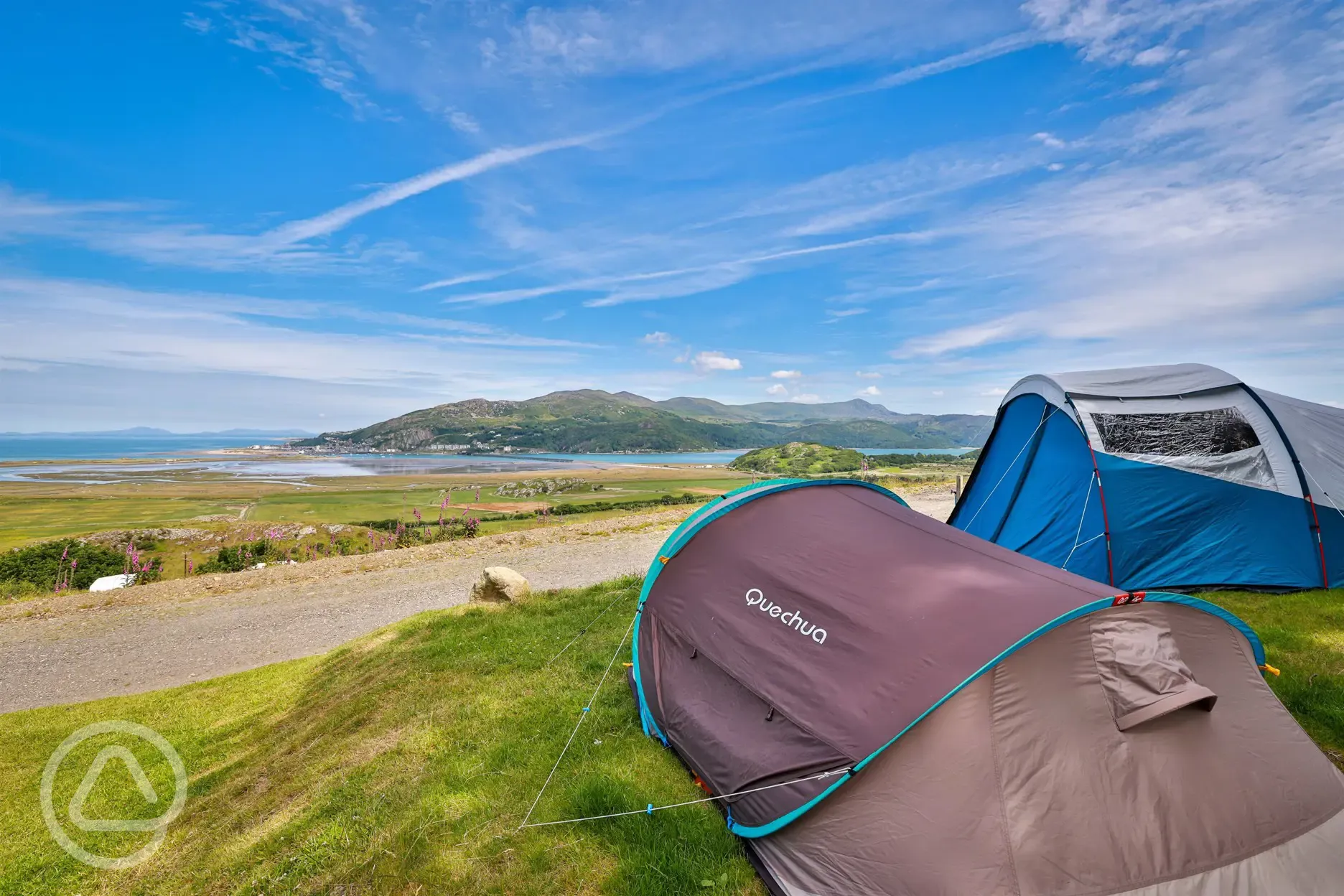 Grass pitches with coastal views