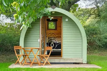 Camping pod with outdoor seating