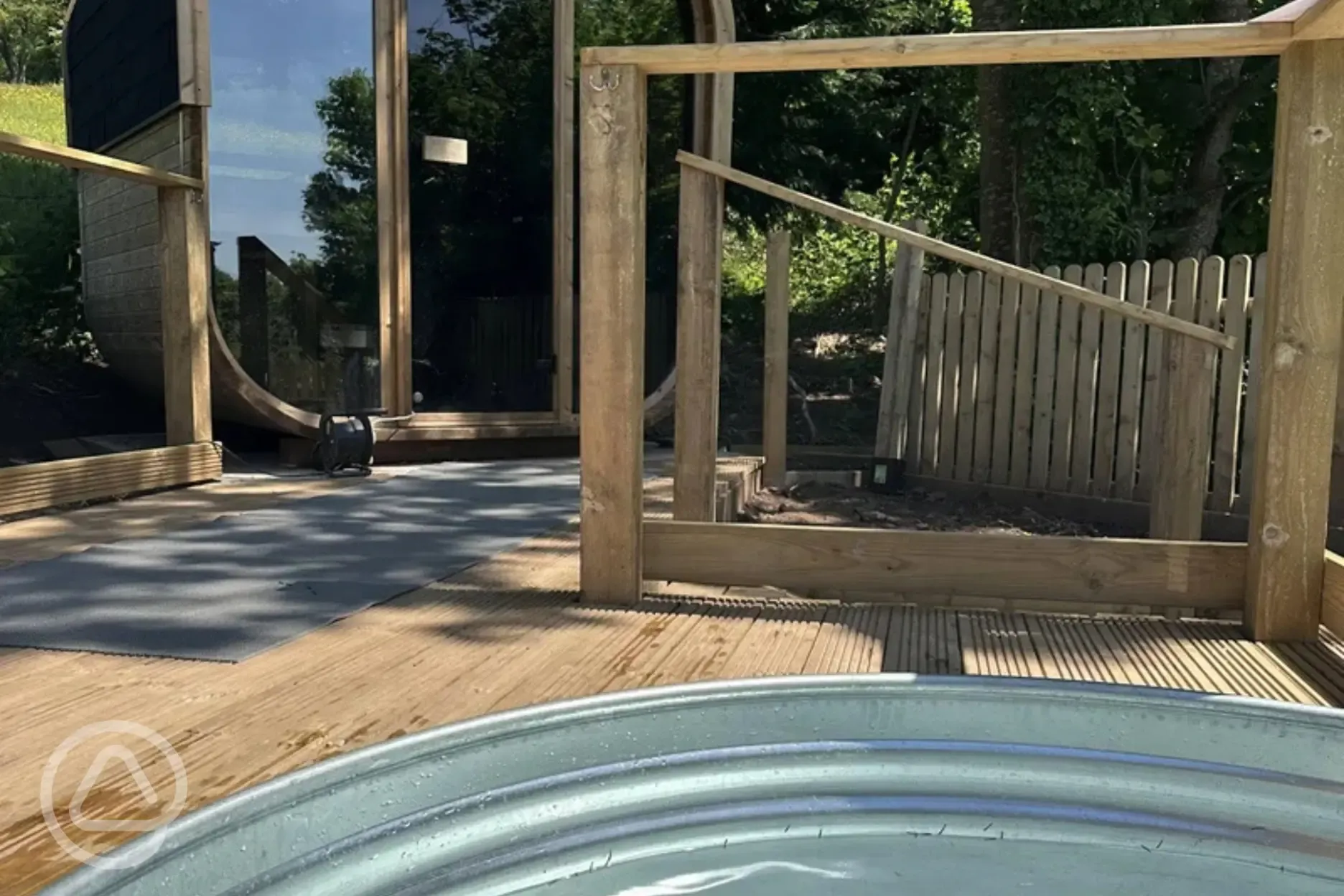 Ice bath at the Cwmdu Contrast spa 50m from the site