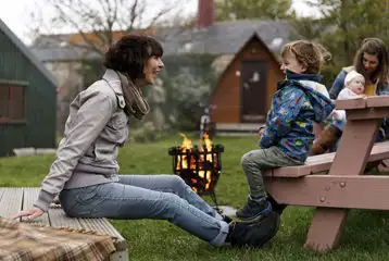 Original pod picnic benches and fire pits at The Loft Original pod picnic benches and fire pits at The Loft