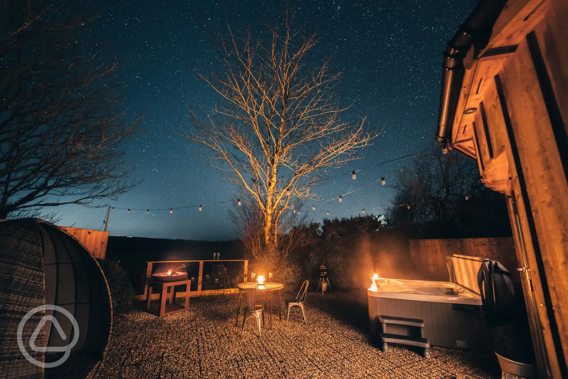 Roundhouses at night