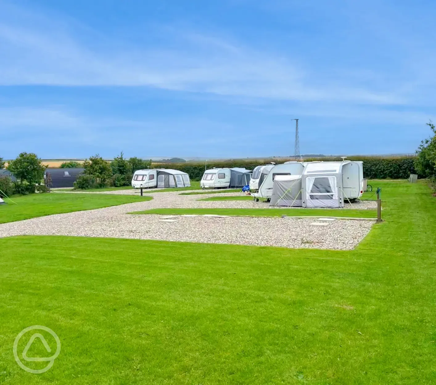 Hardstanding pitches with 16 amp electric hook ups at Graffitoe Farm