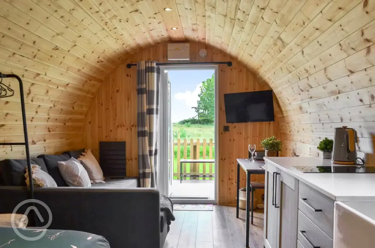 Ensuite glamping pod interior