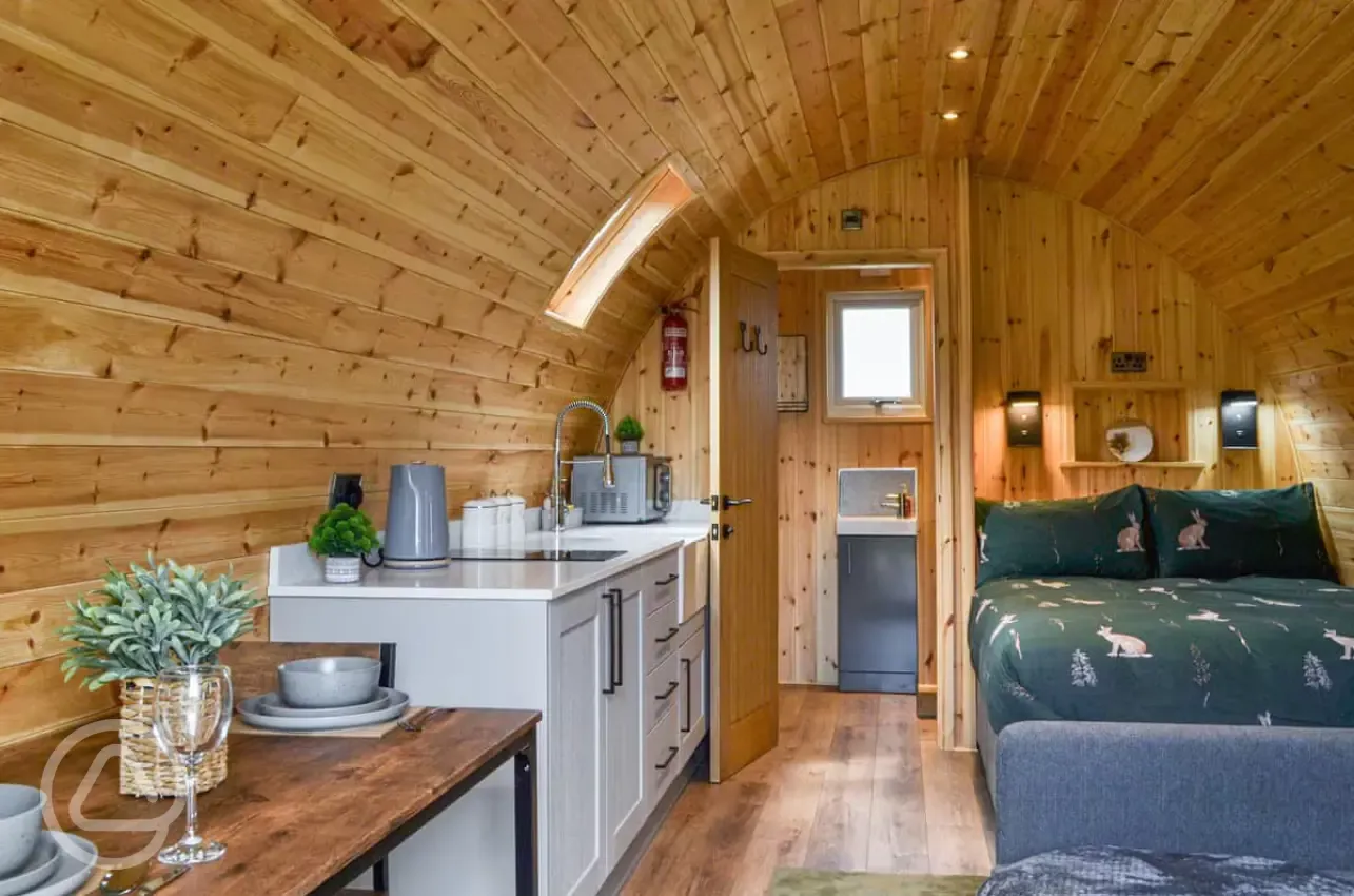 Ensuite glamping pod interior