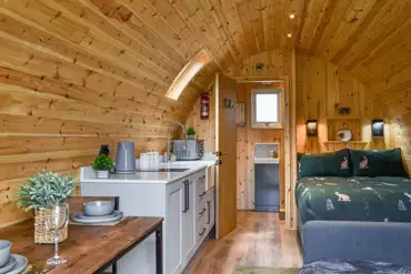 Ensuite glamping pod interior