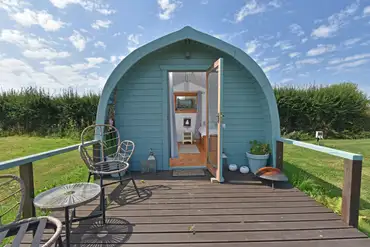 Poppy camping pod with an outdoor deck and seating