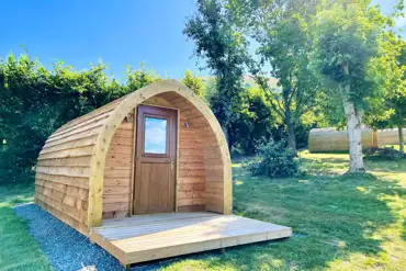 Heated camping pod exterior 