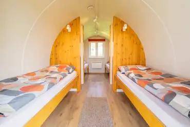 Camping pod interior at Llangorse Multi Activity Centre (four person)