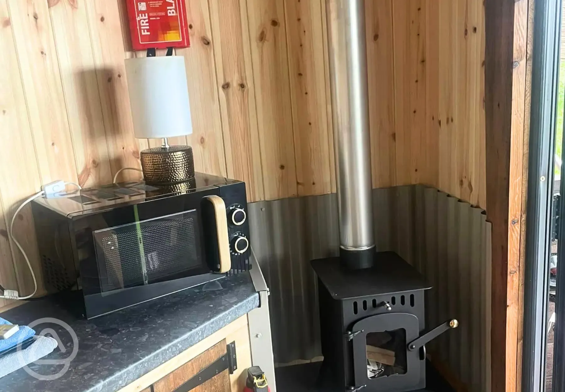 Ape Dale View cabin with a log burner