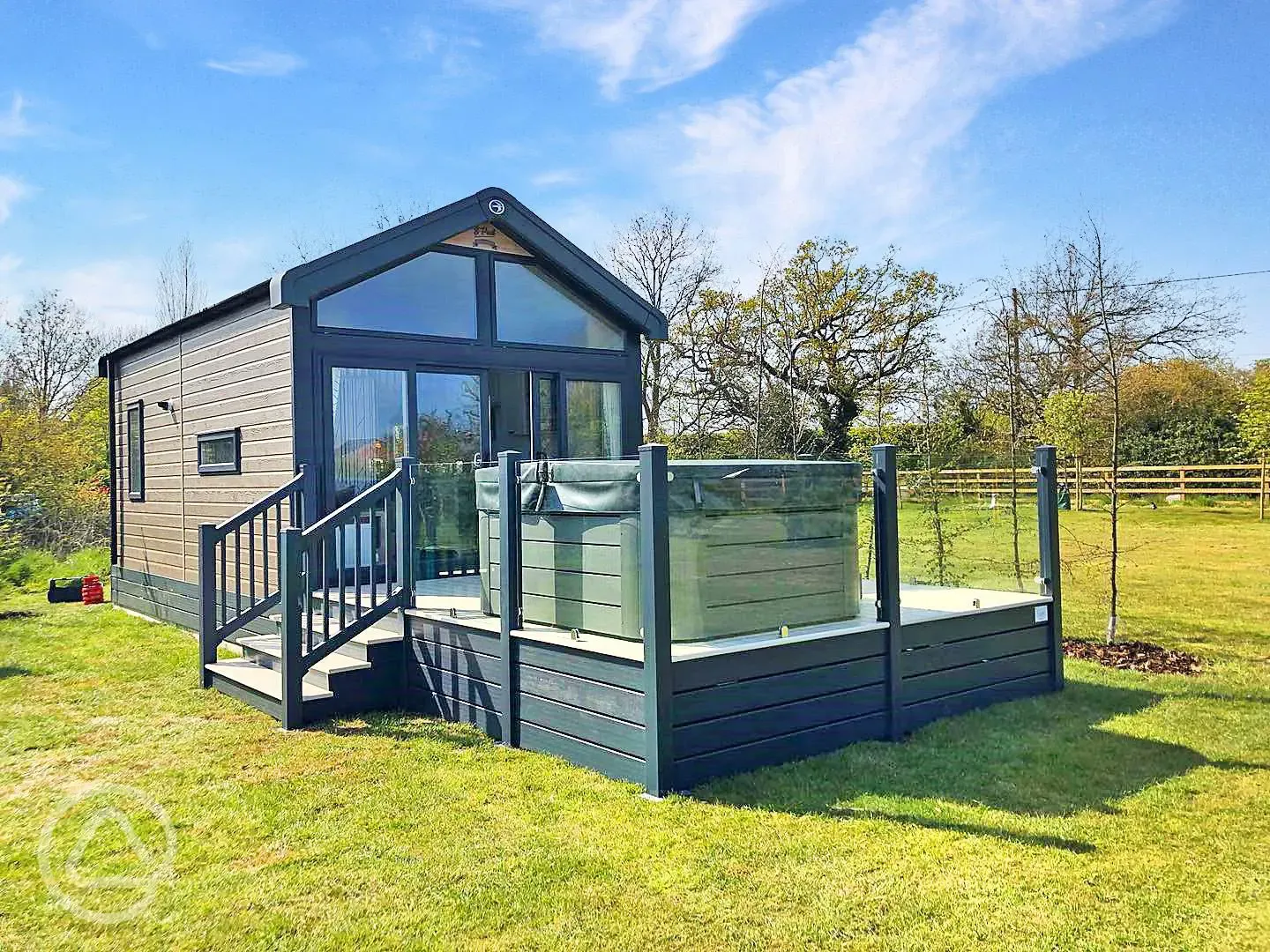 Glass House with hot tub