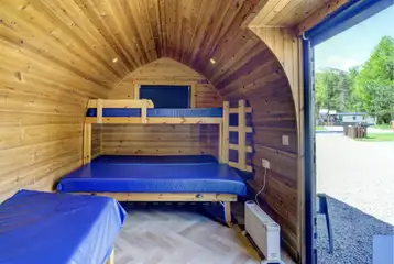 Eigg ensuite hiker pod interior, sleeping four Eigg ensuite hiker pod interior, sleeping four