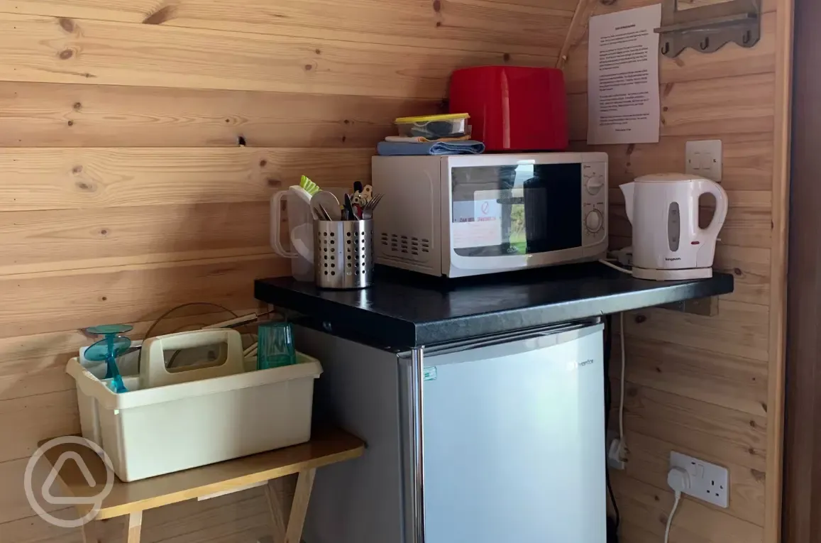 Camping pod kitchen areas