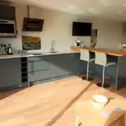 Graze Garth ensuite glamping lodge kitchen and dining space Graze Garth ensuite glamping lodge kitchen and dining space