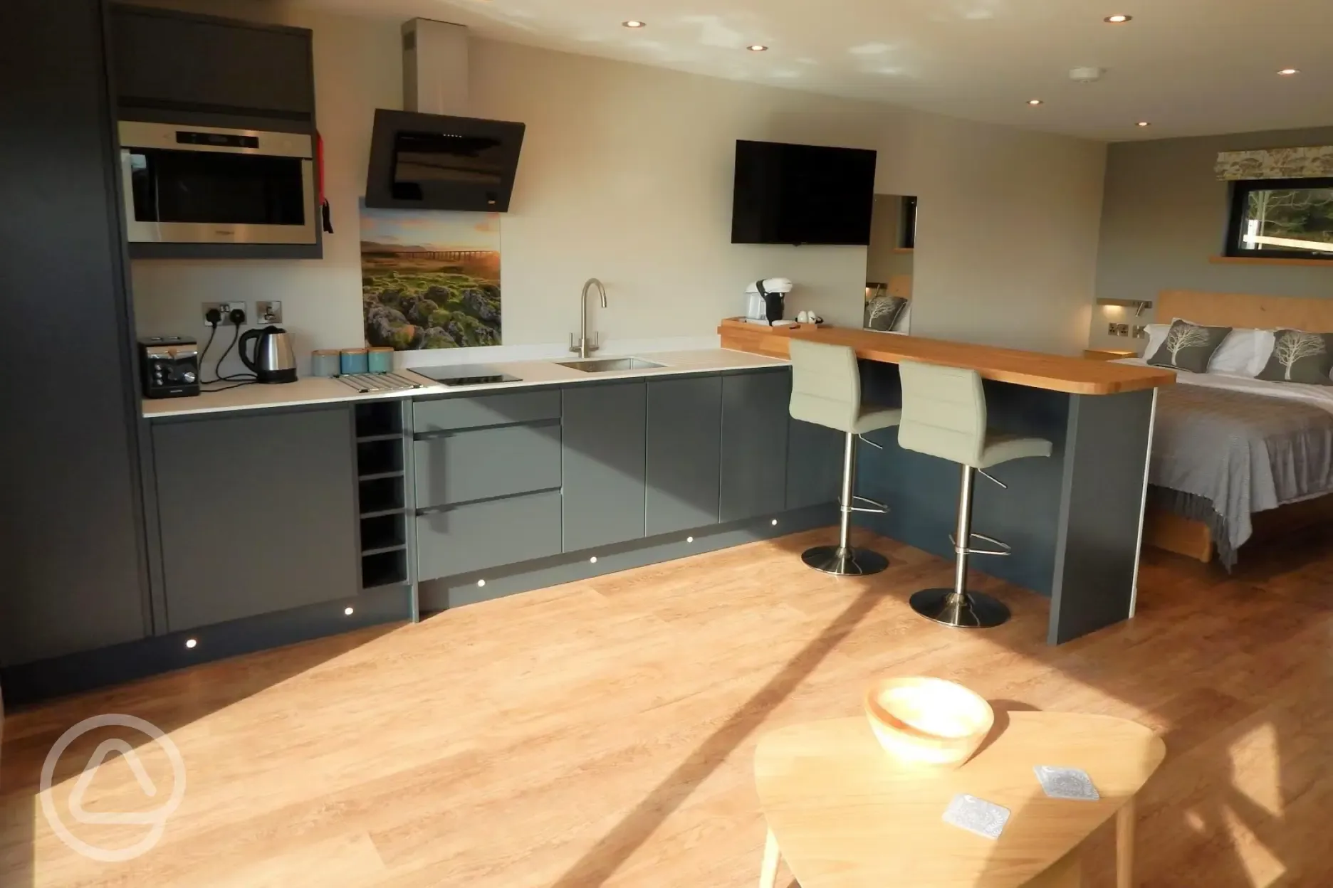 Graze Garth ensuite glamping lodge interior