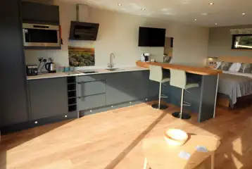 Graze Garth ensuite glamping lodge interior