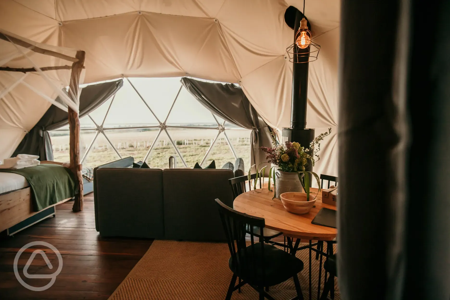 Glamping dome interior
