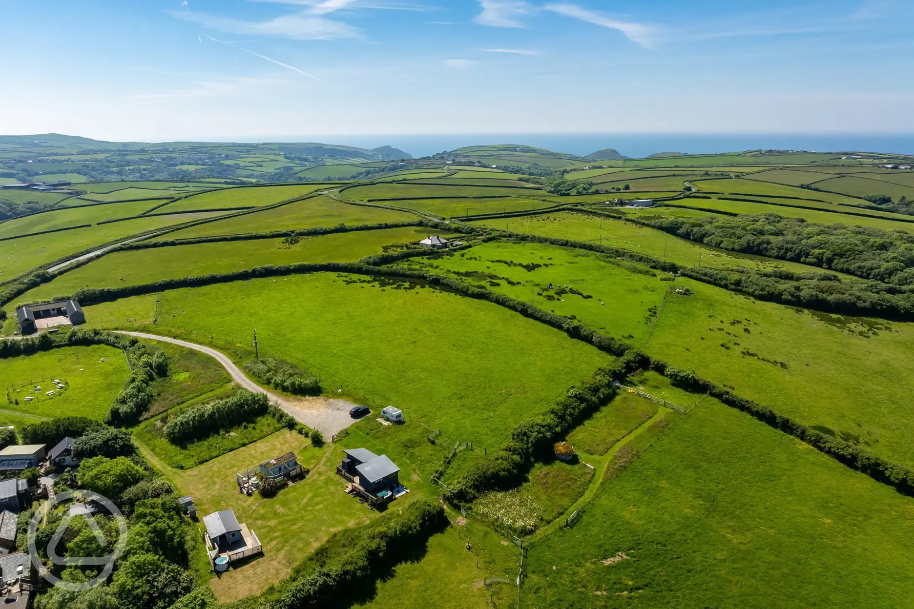 Aerial of the glamping site