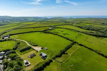 Aerial of the glamping site