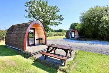 Camping pods at Wagtail Park York, sleeping two with a private decking area