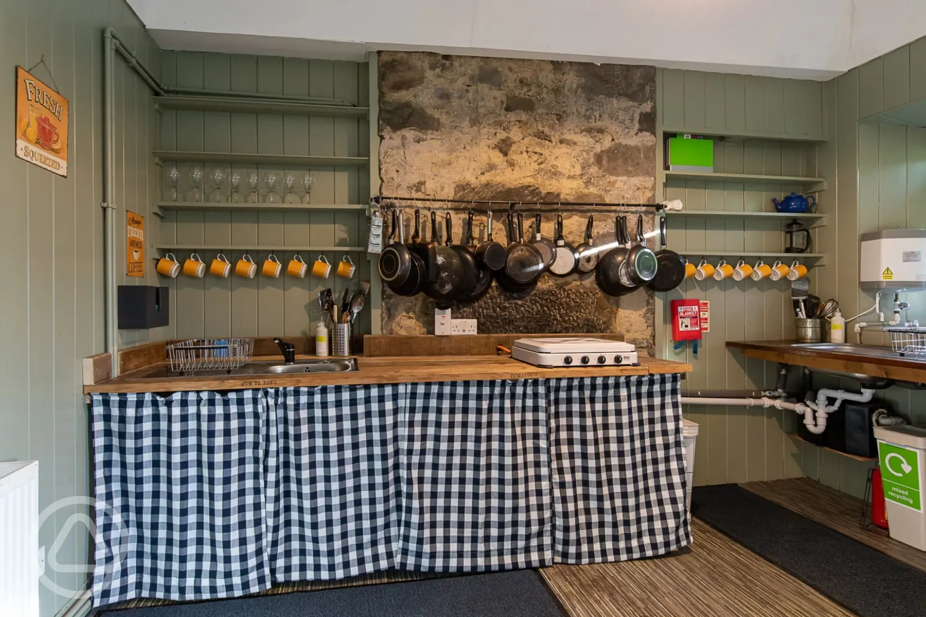 Bothy for glamping guests only with utensils, cookers, toasters and seating  Bothy for glamping guests only with utensils, cookers, toasters and seating