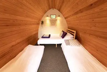 Family camping pod interior