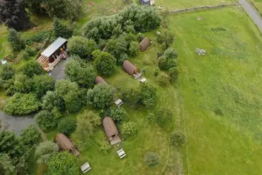 Aerial view of the glamping pods