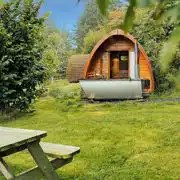 Camping pod with optional hot tub