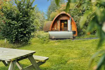 Camping pod with optional hot tub