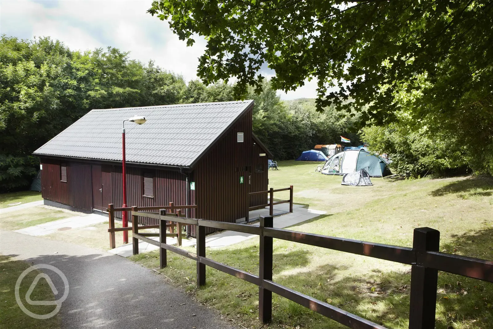 Facilities block near the camping pods