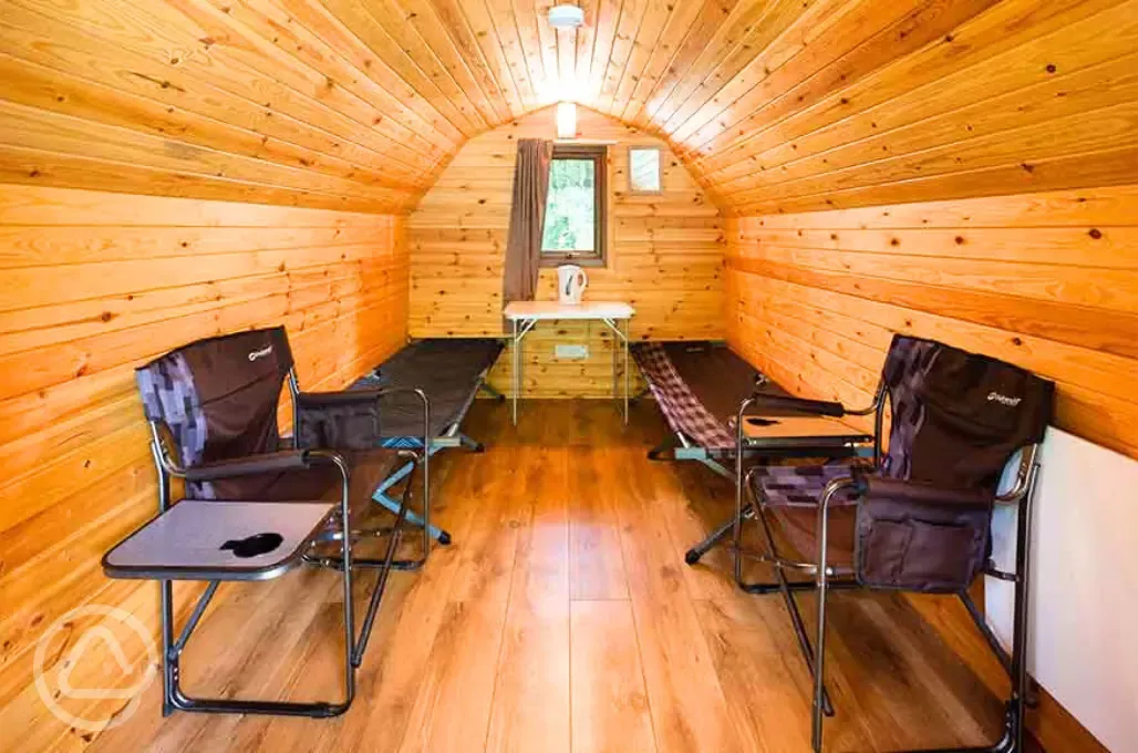 Camping pod interior