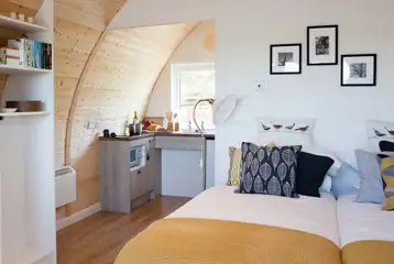 Accessible glamping pod with twin beds with orthopaedic mattress