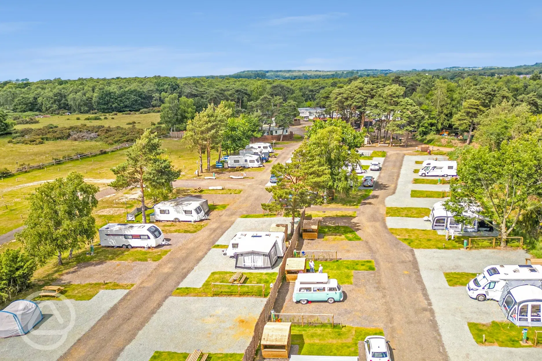 Aerial view of the campsite