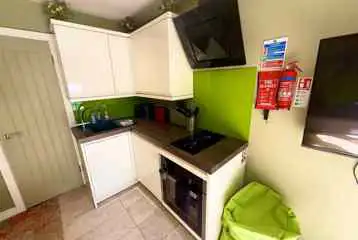 Sunridge Eco Pod with hot tub kitchen area Sunridge Eco Pod with hot tub kitchen area